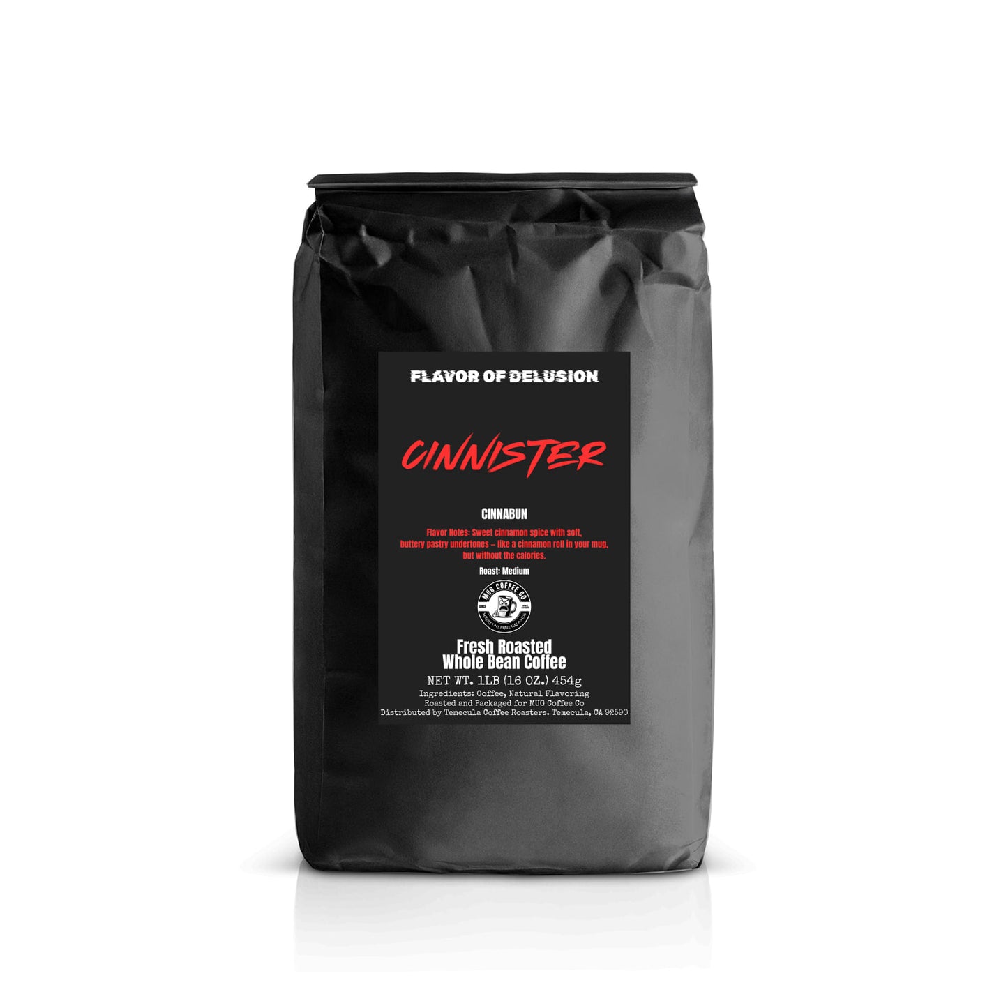 Cinnister™ Cinnamon Flavored Coffee 1 lb Whole Bean | Flavor of Delusion™ Collection by MUG Coffee Co™