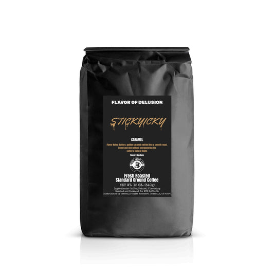 Stickyicky™ Caramel Flavored Coffee 12 oz Standard Ground | Flavor of Delusion™ Collection by MUG Coffee Co™