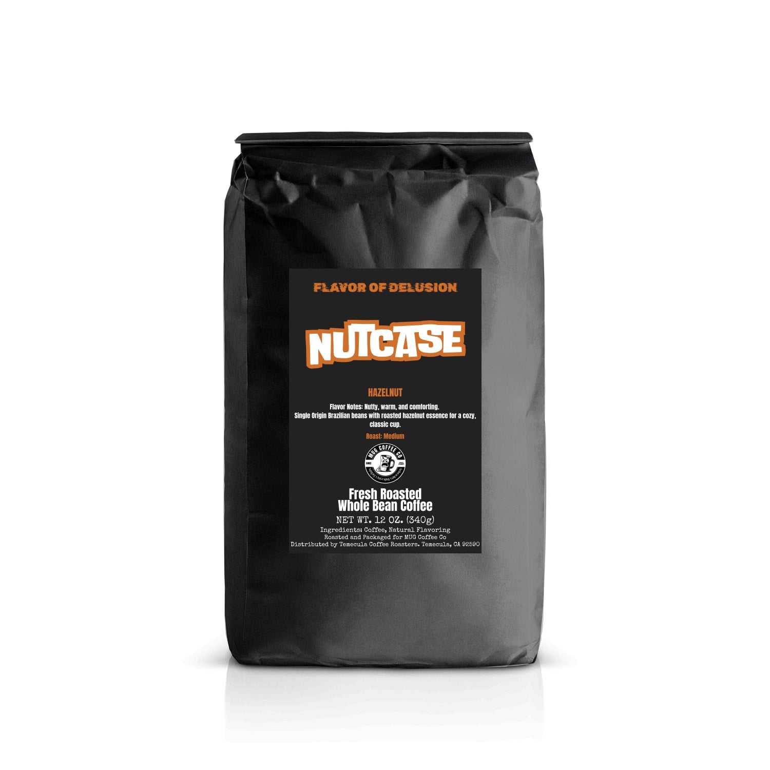 Nutcase™ Hazelnut Flavored Coffee 12 oz Whole Bean | Flavor of Delusion™ Collection by MUG Coffee Co™