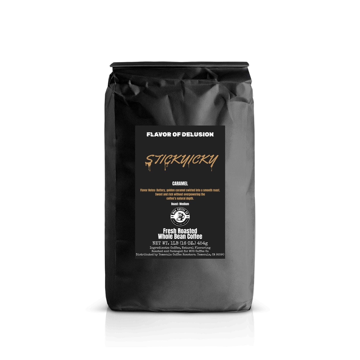 Stickyicky™ Caramel Flavored Coffee 1 lb Whole Bean | Flavor of Delusion™ Collection by MUG Coffee Co™