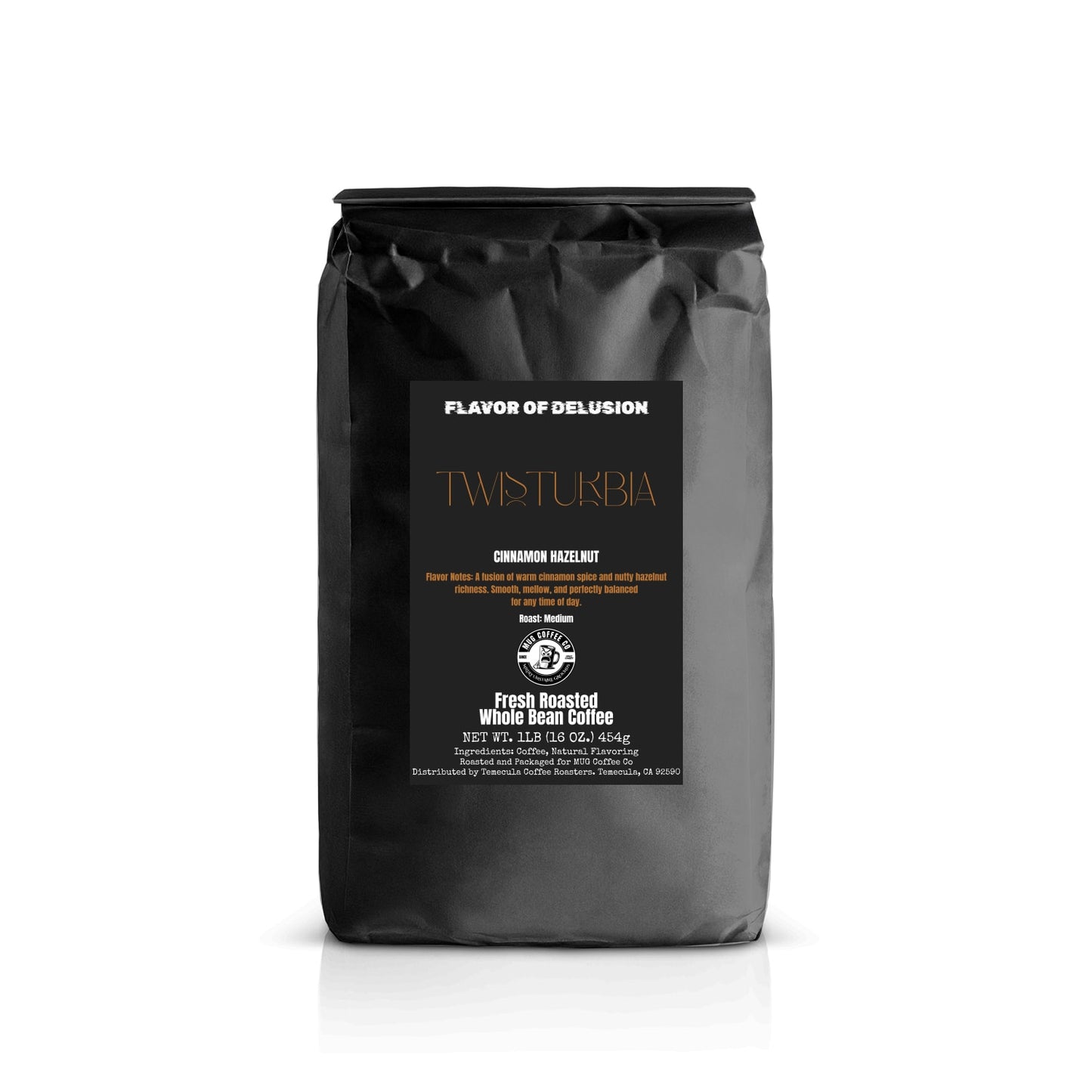 Twisturbia™ Cinnamon Hazelnut Flavored Coffee 1 lb Whole Bean | Flavor of Delusion™ Collection by MUG Coffee Co™