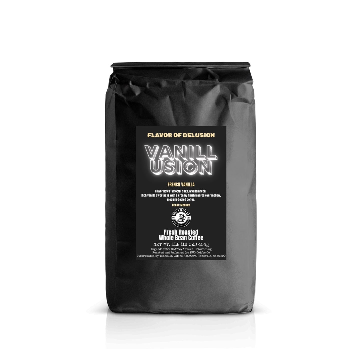 Vanillusion™ Vanilla Flavored Coffee 1 lb Whole Bean | Flavor of Delusion™ Collection by MUG Coffee Co™